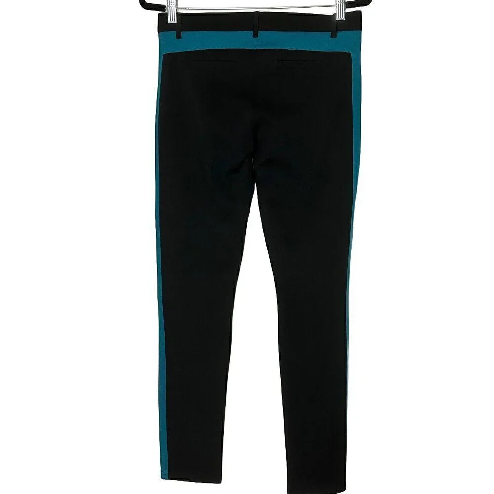 Romeo & Juliet Couture Side Stripe Pants Black Teal Tailored Trouser M